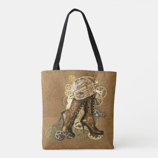 Steampunk Graphic Element Collecties op hout Tote Bag (Achterkant)