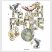 Steampunk Graphic Teach Peace - Dolphins Sticker (Vel)