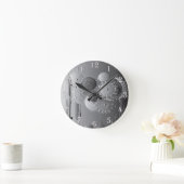 Steampunk Gray Mandala Floral met witte cijfers Ronde Klok (Huis)