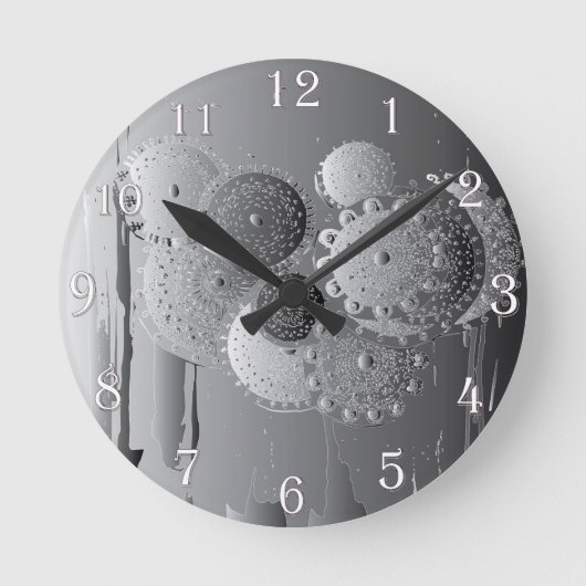 Steampunk Gray Mandala Floral met witte cijfers Ronde Klok (Voorkant)