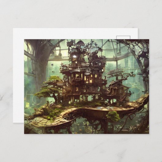 Steampunk Greenhouse in het Oerwoud Briefkaart (Voorkant / Achterkant)