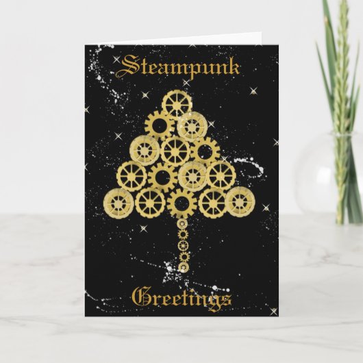 Steampunk Greetings kerstkaart Feestdagen Kaart (Voorkant)