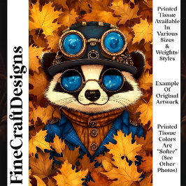 Steampunk Grilheid Mooie Wasbeer Herfst T2 Decoupa Tissuepapier