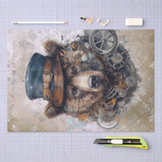 Steampunk Grizzly Beer Tissuepapier (Craft)