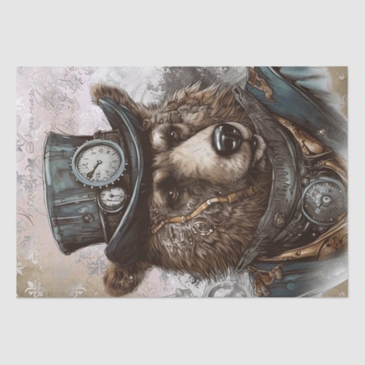 Steampunk Grizzly Beer Tissuepapier (Voorkant)