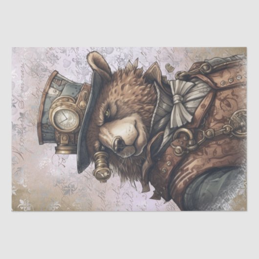 Steampunk Grizzly Beer Tissuepapier (Voorkant)