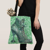 Steampunk Groene Laarzen op Rozen Grote Schouder T Tote Bag (Dichtbij)