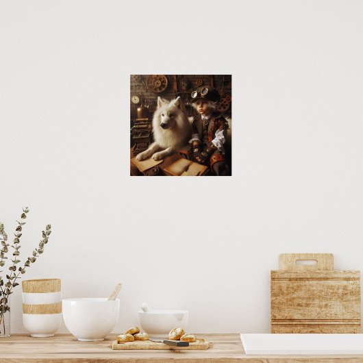 Steampunk Grot Kind - Pet Wolf 05 Poster (Keuken)