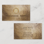 Steampunk Grunge Gold Monogram Visitekaartje (Voorkant / Achterkant)