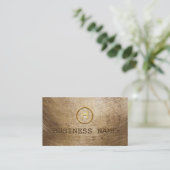 Steampunk Grunge Gold Monogram Visitekaartje (Staand voorkant)