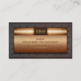 Steampunk grunge rivette borden van messing monogr visitekaartje