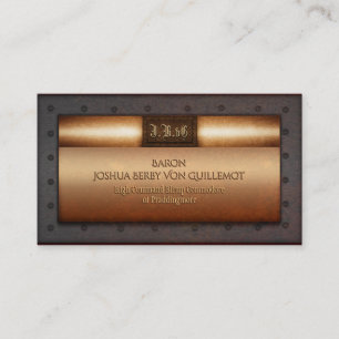 Steampunk grunge rivette borden van messing monogr visitekaartje