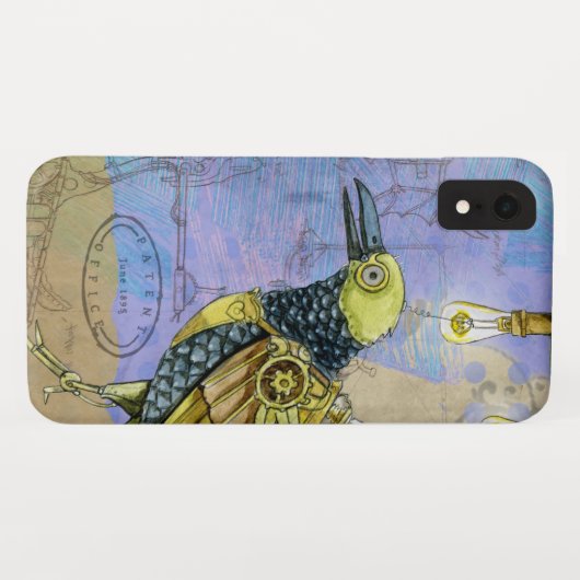Steampunk Grunge Tekening van mechanische vogelsta Case-Mate iPhone Case (Achterkant (horizontaal))