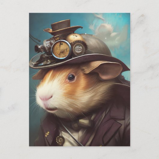 Steampunk Guinea Pig Briefkaart (Voorkant)