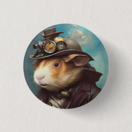 Steampunk Guinea Pig Ronde Button 3,2 Cm