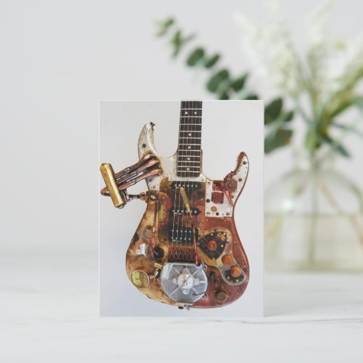 Steampunk Guitar Briefkaart (Staand voorkant)