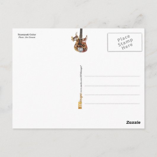 Steampunk Guitar Briefkaart (Achterkant)