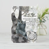 Steampunk Guitar Time Music Wedding Invitation Kaart (Staand voorkant)