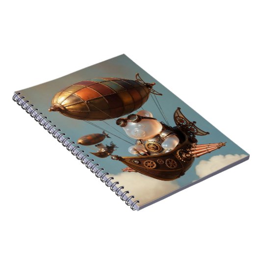 Steampunk Gummy Bear Pilot in Fantasy Airship Notitieboek (Rechterzijde)