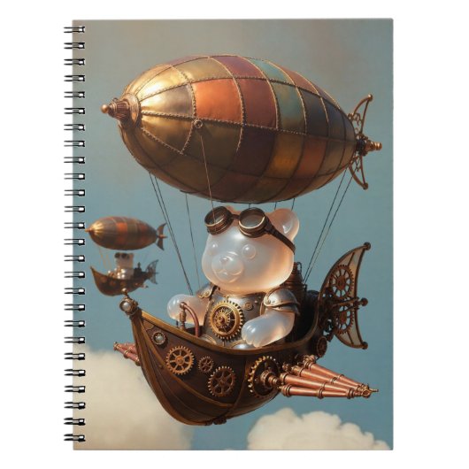 Steampunk Gummy Bear Pilot in Fantasy Airship Notitieboek (Voorkant)
