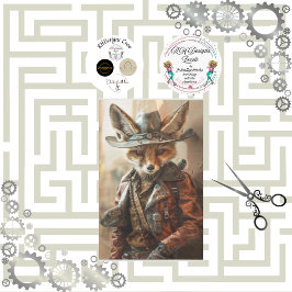 Steampunk Gunslinger Fox Decoupage Tissuepapier
