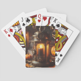 Steampunk Halloween Black Lantern Pokerkaarten