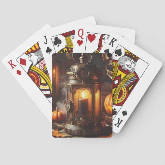 Steampunk Halloween Black Lantern Pokerkaarten (Achterkant)