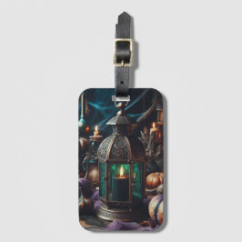 Steampunk Halloween Clockwork Black Lantern Bagagelabel