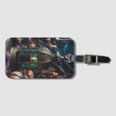 Steampunk Halloween Clockwork Black Lantern Bagagelabel (Voorkant (horizontaal))