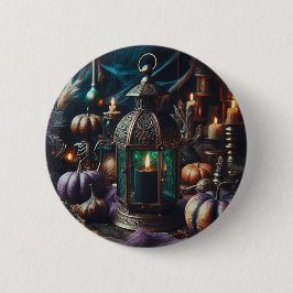 Steampunk Halloween Clockwork Black Lantern Ronde Button 5,7 Cm