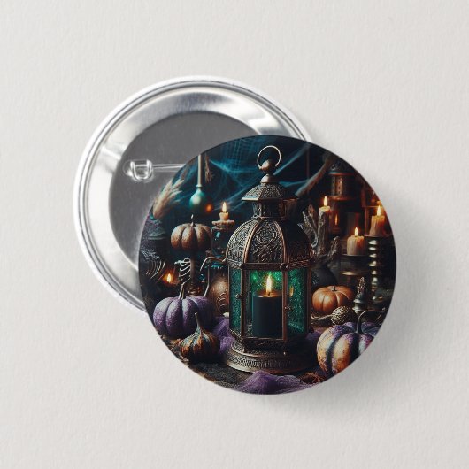 Steampunk Halloween Clockwork Black Lantern Ronde Button 5,7 Cm (Voorkant /achterkant)