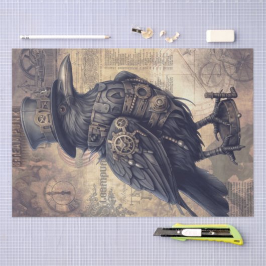 Steampunk Halloween Crow Raven Tissuepapier (Craft)