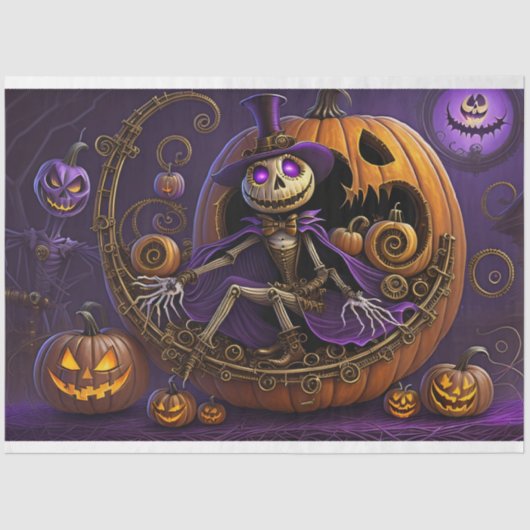 Steampunk Halloween Jack the Pumpkin King Tissuepapier (Voorkant)