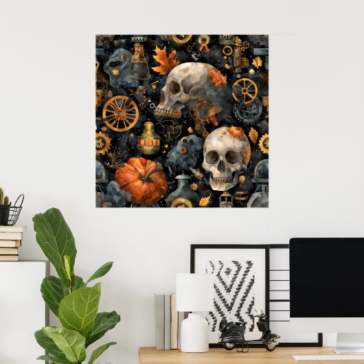 Steampunk Halloween Kunstposter Poster (Thuiskantoor)