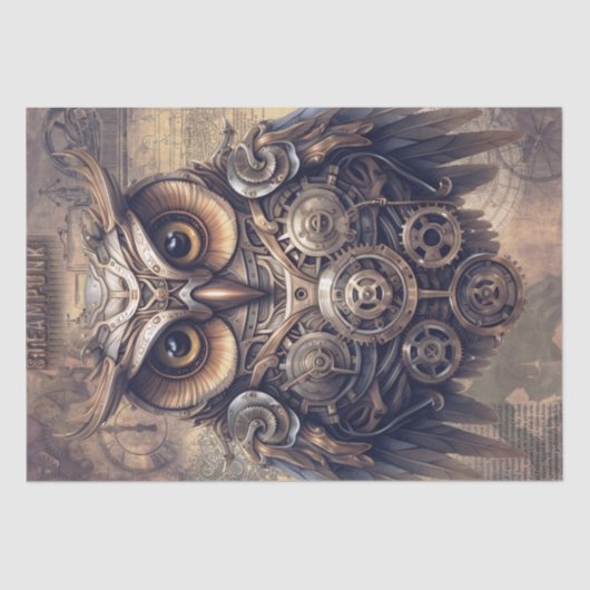 Steampunk Halloween Owl Tissuepapier (Voorkant)