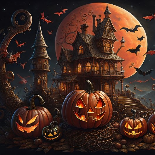 Steampunk Halloween Pumpkin town Tissuepapier