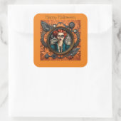 Steampunk Halloween Vrouw Vierkante Sticker (Tas)