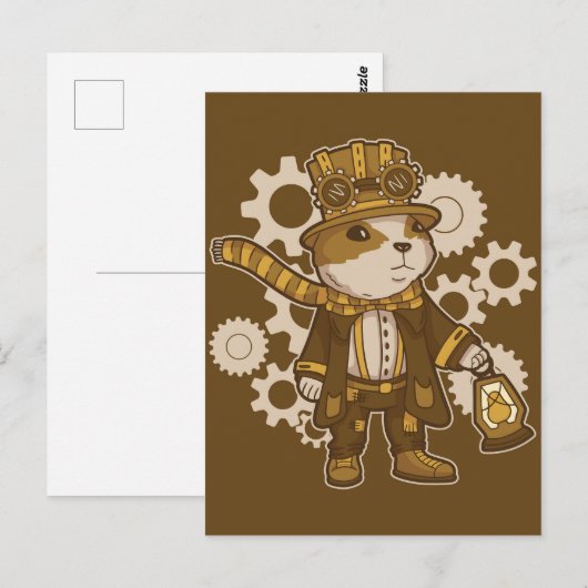 Steampunk Hampster Briefkaart (Voorkant / Achterkant)