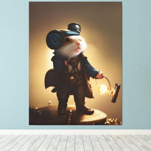 Steampunk Hamster Canvas Afdruk (Insitu (Houten vloer))