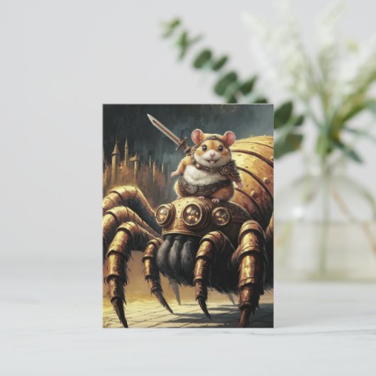 Steampunk Hamster en Spider Briefkaart (Staand voorkant)