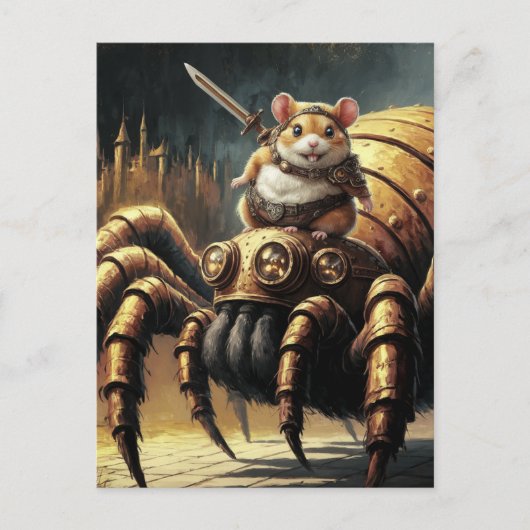 Steampunk Hamster en Spider Briefkaart (Voorkant)