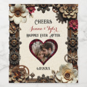 Steampunk Happily Ever After | Proost Trouwen Wijn Etiket (Enkel label)