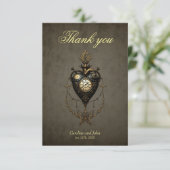 Steampunk hart, bedankkaart (Staand voorkant)