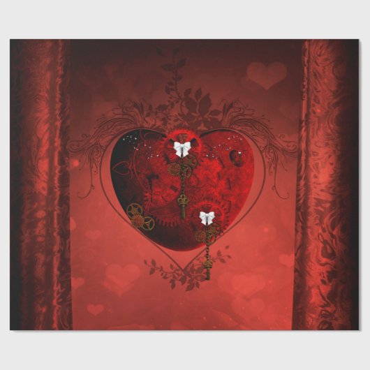 Steampunk hart cadeaupapier (Vlak)