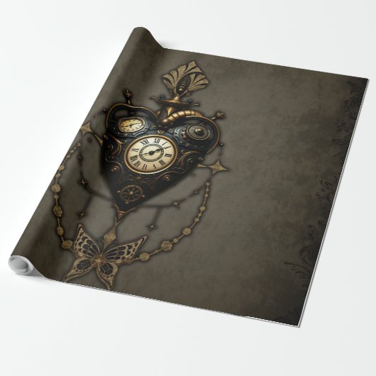 Steampunk hart, cadeaupapier (Uitgerold)