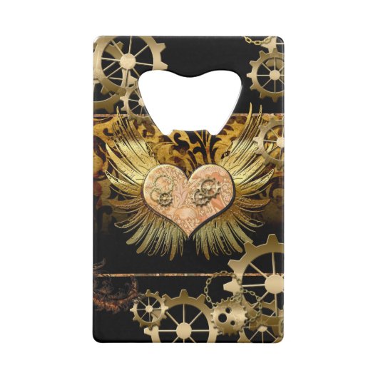 Steampunk hart creditkaart flessenopener (Achterkant)