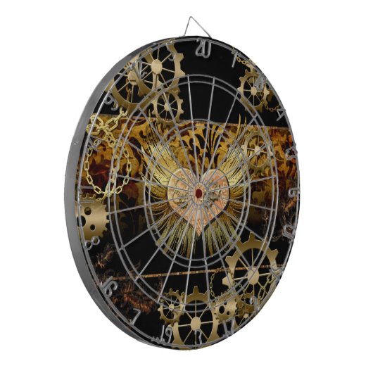 Steampunk hart dartbord (Voorkant Links)