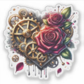 Steampunk Hart en Rozen Sticker (Voorkant)