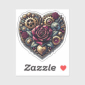 Steampunk Hart en Rozen Sticker (Vel)