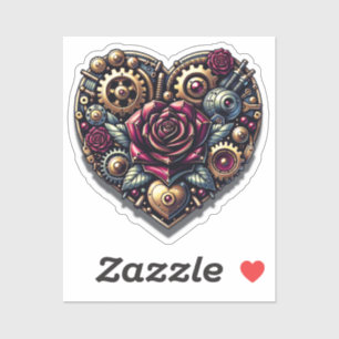 Steampunk Hart en Rozen Sticker